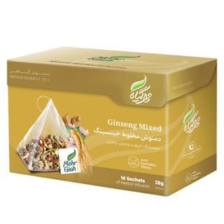 دمنوش گیاهی جینسینگ مهرگیاه بسته 14 عددی